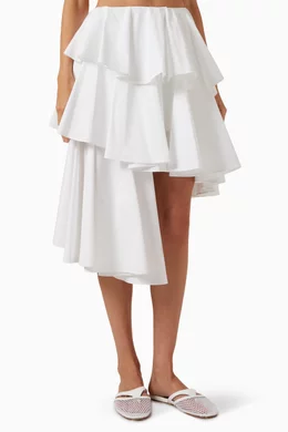 Buy Alaïa White Spiral Asymmetric Skirt in Poplin For Women