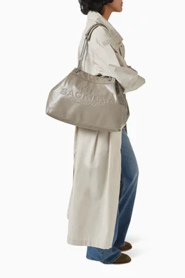 Buy Marc Jacobs Grey The Large Chain Sack Bag in Leather For Women