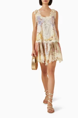 Buy Zimmermann Multicolour Campaign Cascadian Lace Mini Dress in Cotton For  Women Online | Ounass UAE