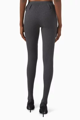PRADA RIBBED KNIT LEGGINGS SS25【新作】注目商品 Buy Prada Grey Rib-knit Tights in Cotton For Women Online