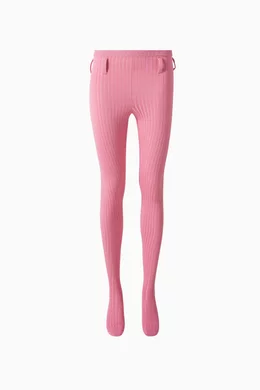 タイツ・ソックス PRADA Ribbed tights Pink Buy Prada Pink Rib-knit Tights in Cotton For Women Online