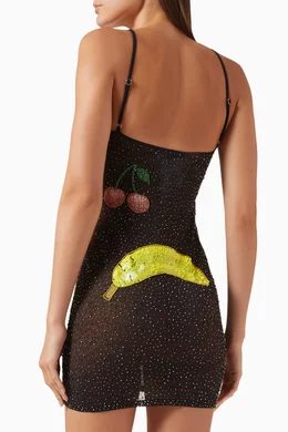 leslie amon tutti frutti beaded mini dress Christopher Esber Droplet Bead Crochet Trimmed Cami Dress in Green Size L