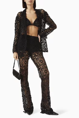 Buy Norma Kamali Black No-waistband Boot Pants in Crochet
