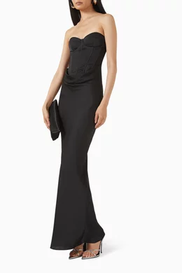 ワンピース ROTATE BIRGER CHRISTENSEN 'Satin Corset Maxi' dress Satin Corset Maxi Dress Black - ROTATE Birger Christensen
