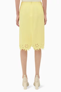 Buy Bottega Veneta Yellow English Embroidery Midi Skirt in