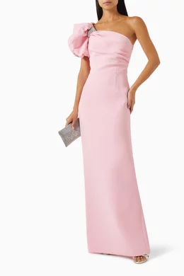【REBECCA VALLANCE】ISABELLA GOWNボンデッドクレープ Buy Rebecca Vallance Pink Isabella Embellished Gown in Crepe
