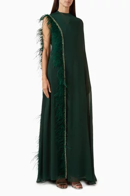 Buy Euphoria Green Morgana Cape Maxi Dress For Women Online | Ounass UAE