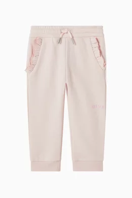 Buy Givenchy Pink Logo Trousers in Cotton For Baby Girls Online