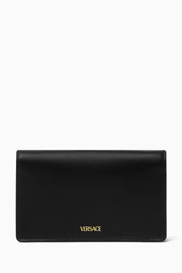 Buy Versace Black Medusa '95 Wallet on Chain in Leather For