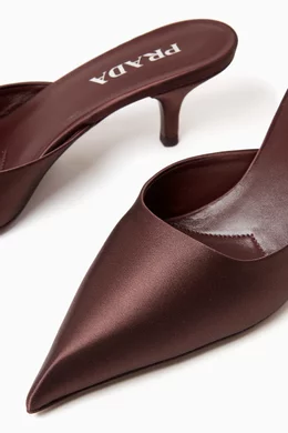 Buy Prada Burgundy Point-toe 55 Mule Sandals in Silk-satin For