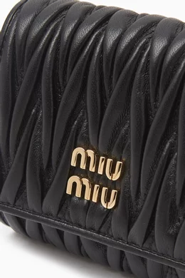 Buy Miu Miu Black Small Logo Wallet in Matelassé Leather For Women