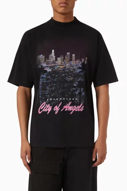 送料関税込み★Balenciaga★City Of Angels コットン Tシャツ City Of Angels cotton-blend T-shirt in black - Balenciaga