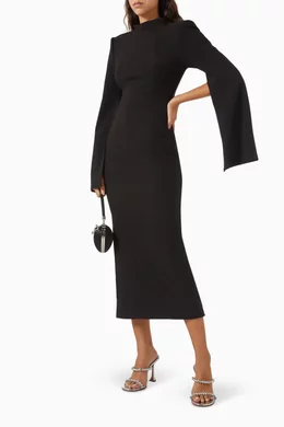 mossman sense of mystery dress black Sense Of Mystery Cape Sleeves Dress – Your Favourite Dresses main image 0