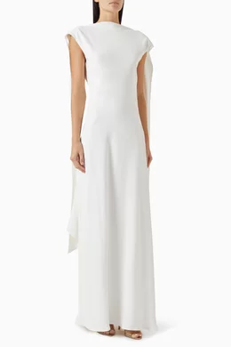chinese dress ladies The Ultimate Muse Tie Neck Maxi Dress Butter Cream — Maxi Dresses main image 0