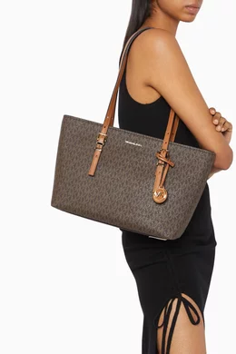 Buy Michael Kors Brown Medium Quinn Tote Bag in Logo Canvas For