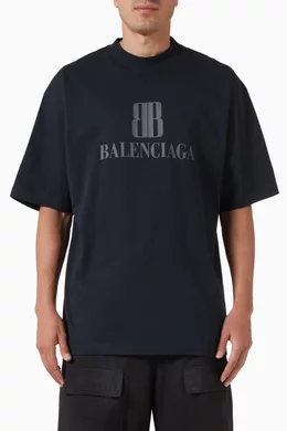 ＊BALENCIAGA＊Nano Bb Tシャツ ミディアムフィット Buy Balenciaga Black Nano BB Medium-fit T-shirt in Jersey