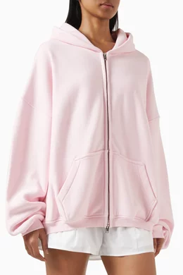 Buy Alexander Wang Pink Zip-up Graphic Hoodie in Cotton Terry For