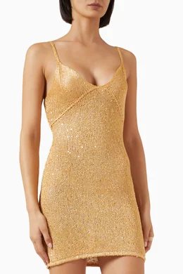 Buy Asta Resort Gold Delilah Sequin-embellished Mini Dress For Women Online  | Ounass UAE
