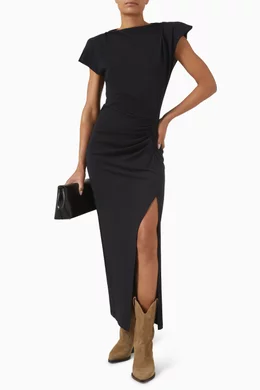 Buy Isabel Marant Etoile Black Nadela Midi Dress in Cotton