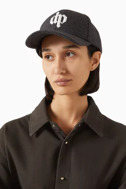 Buy Dark Park Grey Logo Embroidered Baseball Cap in Cotton For