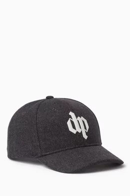 Buy Dark Park Grey Logo Embroidered Baseball Cap in Cotton For