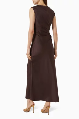Buy Loulou de Saison Brown Roan Draped Dress For Women