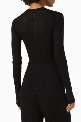 Buy SKIMS White Sheer Knit Long Sleeve Henley For Women Online