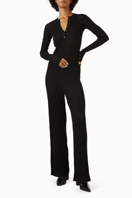 Buy SKIMS White Sheer Knit Long Sleeve Henley For Women Online