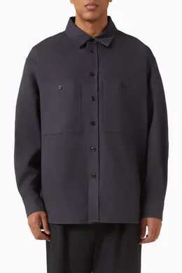 Buy Lemaire Blue Utility Overshirt in Cotton Twill For Men Online