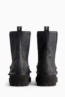 Buy Balenciaga Black Stomper Zipped Boots in Leather For Men