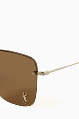 Buy SAINT LAURENT Gold Cassandre Square Sunglasses in Metal For