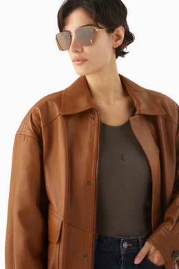 Buy SAINT LAURENT Gold Cassandre Square Sunglasses in Metal For