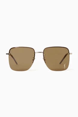 Buy SAINT LAURENT Gold Cassandre Square Sunglasses in Metal For