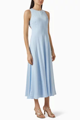 moon river blue dress Moon River Sleeveless Top Mixed Media Dress MR9722 main image 0