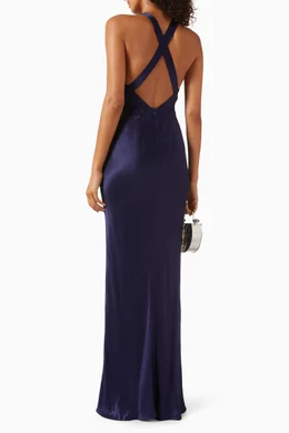 silk cowl-neck backless maxi dress Shona Joy - La Lune One Shoulder Cowl Back Maxi Dress - Cream