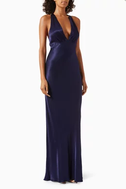 la lune plunged cross back maxi dress Shona Joy La Lune Plunged Cross Back Maxi Dress White