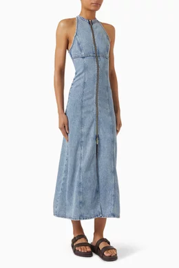Buy Armani Exchange Blue Zip Maxi Dress in Denim For Women Online | Ounass  UAE