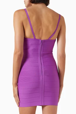 purple herve leger bandage dress Herve Leger Ember Ankle-Length Bandage Dress In Aster - 60% Off