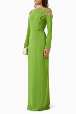 Buy Elisabetta Franchi Green Column Maxi Dress in Crepe For Women Online |  Ounass UAE
