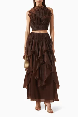 Buy Aje Brown Leigh Maxi Skirt For Women Online | Ounass UAE