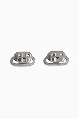 【BALENCIAGA】BB LOGO STUD Buy Balenciaga Grey XS BB Stud Earrings in Brass For UNISEX Online