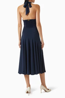 Halter Neck Michael Kors Dress Navy Buy Michael Kors Blue Halter Midi Dress  In Jersey For