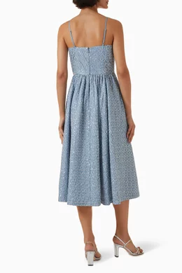 Buy SANDRO Blue Textured Midi Dress in Lyocell For Women Online | Ounass UAE
