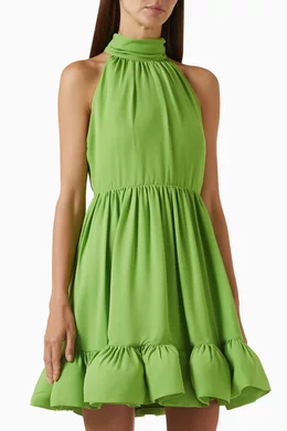 green and brown dress combination Fernelle Green Cutwork Long Dress main image 0