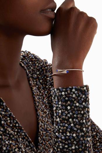hover state of Cleo Lapis Lazuli Diamond Midi Slip-on Bracelet in 18kt Rose Gold