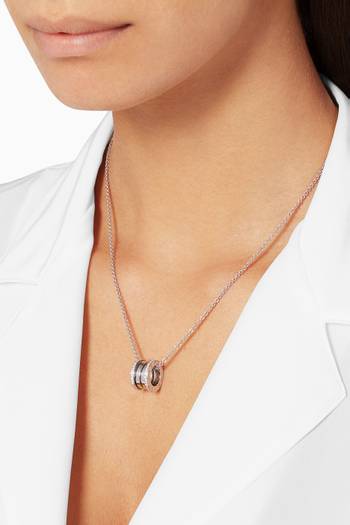 hover state of White-gold B.zero1 Pendant With Pavé Diamonds Necklace