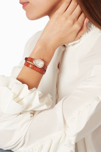 hover state of Rose-Gold, Leather & Diamond Serpenti Watch