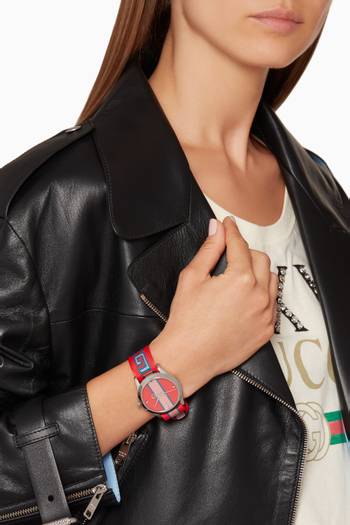 hover state of Red & Blue Striped G-Timeless Watch 