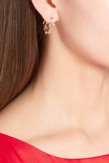 hover state of Hob/ Love Baguette Diamond Hoop Earrings in 18kt Yellow Gold