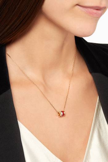 hover state of Mini Yellow, White & Rose-Gold Quatre Red Edition Ring Pendant Necklace